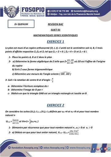 PREPA BAC 2024 SUJET 01 MATHS SCIENTIFIQUE by Tehua