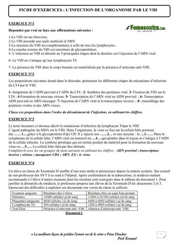 FICHE DE PREPA BAC SERIE D IMMUNO 2 by Tehua