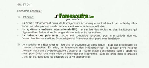 Corrigé Economie Générale portant sur l'Entreprise en Afrique - BTS