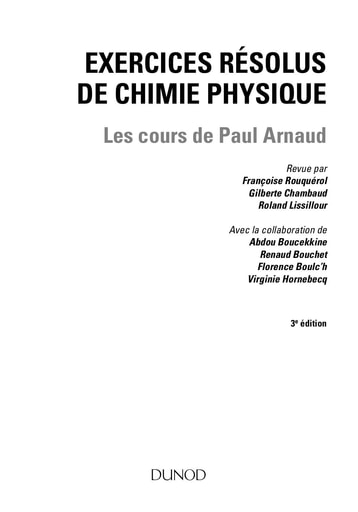 Exercices corrigés de Chimie Physique