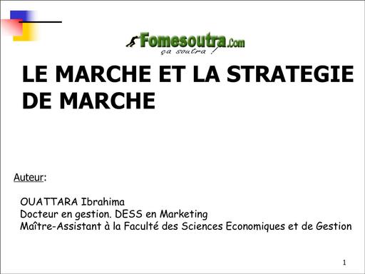 UFHB de Cocody MODULE 2 Marché & Stratégie de Marché Marketing by TEhua
