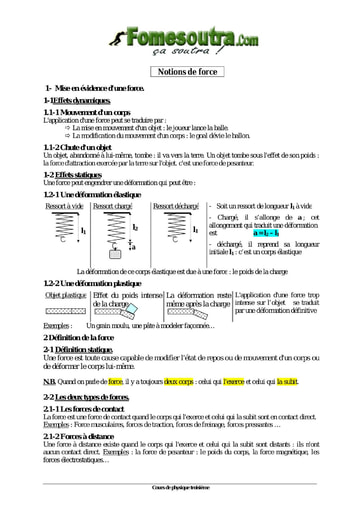 Notions de force - Physique 3eme