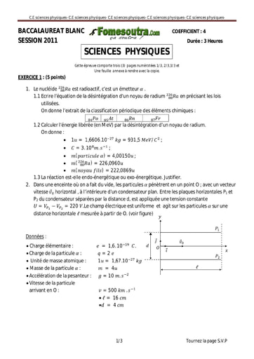 Devoir 6 Physique-Chimie niveau Terminale D lycée moderne Dimbokro