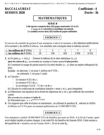 BAC maths B 2020