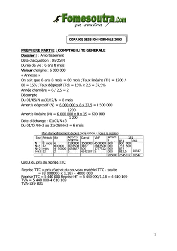 Corrigé d'étude de cas BAC G2 2003