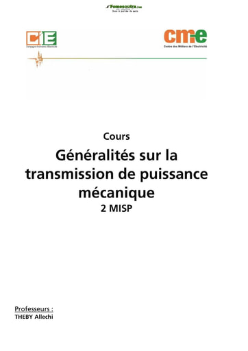Generalites transmission de puissance mecanique
