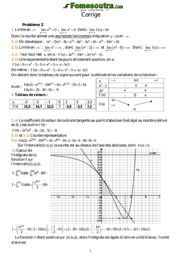 Corrigé TP 2 Fonction Exponentielle Népérienne - Terminale Scientifique