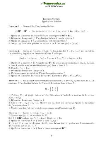 Exercices Corrigés Applications linéaires