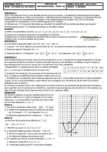 Sujet de Maths niveau Terminale G2 - ADAMA SANOGO