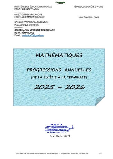 MATHS   Progressions  2025 2026 BY TEHUA