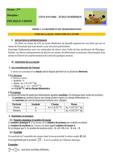 2nd AC C2 Structure de latome