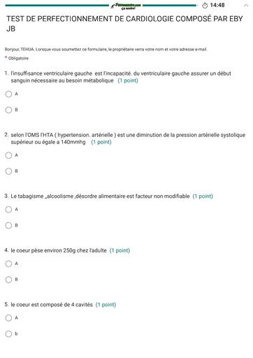 INFAS TEST DEPERFECTIONNEMENT DE CARDIOLOGIE by TEHUA