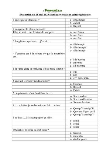 ENA Evaluation du 26 mai 2023 BY TEHUA
