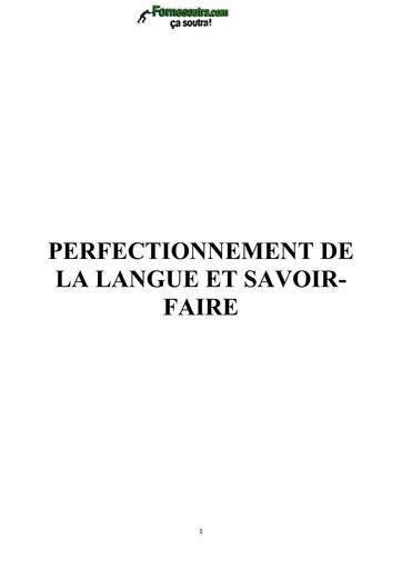 FICHE DE COURS Français PERFECTIONNEMENT DE LA LANGUE ET SAVOIR FAIRE 2nde BY TEHUA
