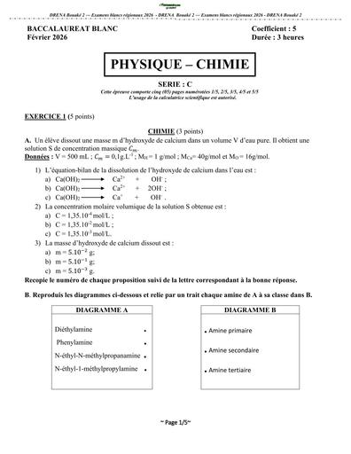 BAC BLANC 2026 DRENA BOUAKE 2 PC SERIE C (SUJET) by TEHUA