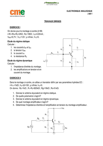 TD Electronique Analogique 2MI1