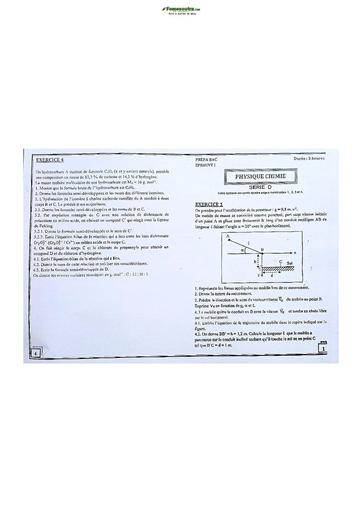 Sujet Prépas BAC Physique-Chimie Lycée Classique Abidjan 2023