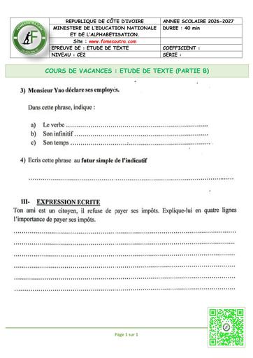 FICHE 4 Français CE2 Etude de texte PARTIE B by TEHUA