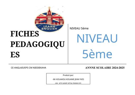 FICHE PEDAGOGIQUE ANGLAIS 5ème by TEHUA