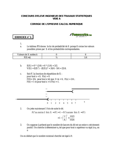 Corrigé Calcul numérique ITS A 2004 (ENSEA - ENSAE - ISSEA)