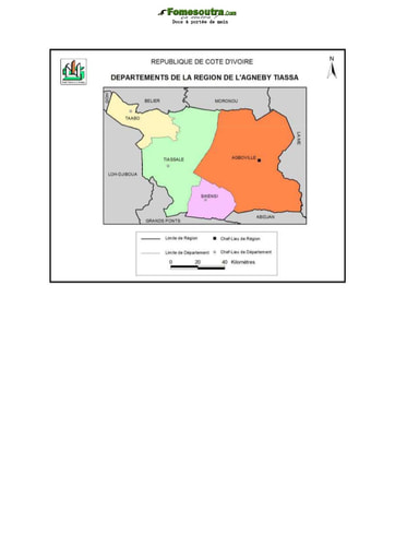 Carte de la région de l'Agneby Tiassa