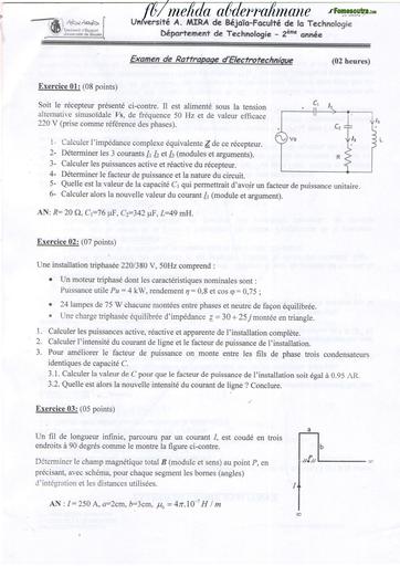 SUJET BTS electrotechnique examens 01 AVEC CORRIGE BY TEHUA