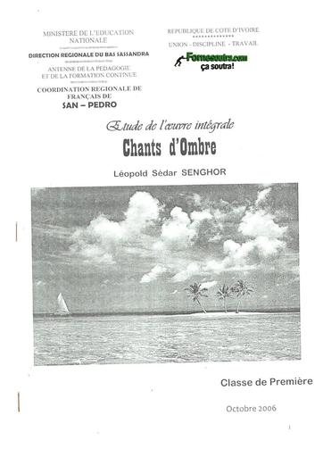 ETUDE D'OEUVRE INTEGRALE CHANTS D'OMBRE CLASSE 1ère BY TEHUA