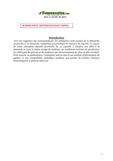 Analyse de l 'exploitation des charges - Comptabilité analytique 2ème année