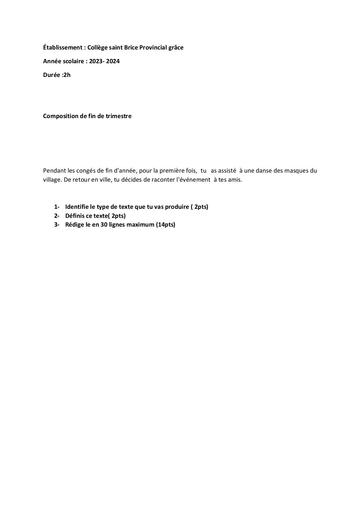 Sujet Fr provincial compo fin de trimestre by Tehua