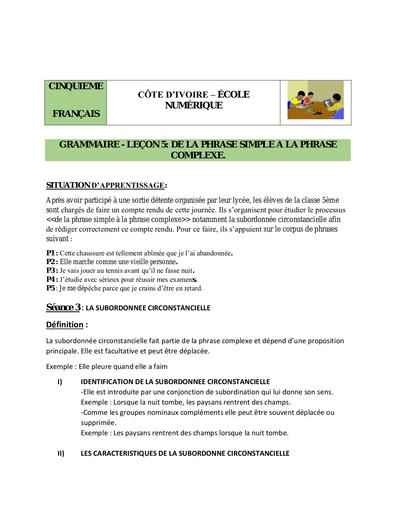 20 la proposition subordonnée circonstancielle