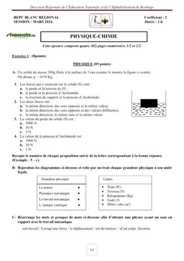 Bepc blanc 2024 SVT sujet+Barème dren Korhogo by Tehua