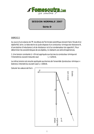 Sujet de Physique-Chimie BAC D 2007