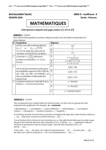 BAC BLANC 2024 D MATHS UNESCO by Tehua