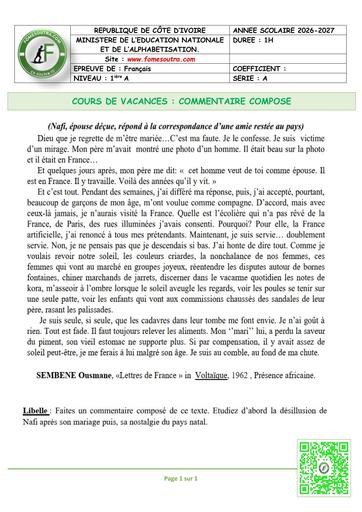 FICHE 1 FR COMMENTAIRE COMPOSE 1ière A BY TEHUA