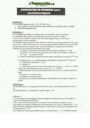 Sujet de Maths CAFOP 2011