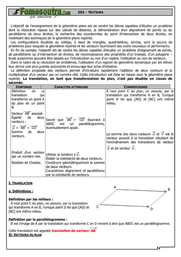 Les Vecteurs Maths 2nd F2