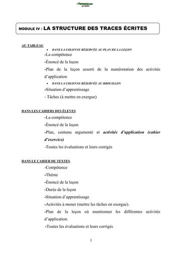 FORMATION APC STRUCTURE DES TRACES ECRITES by TEHUA
