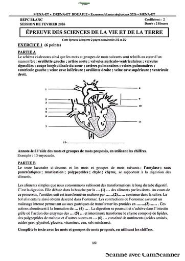 BEPC BLANC MARS 2026 DRENA BOUAFLE SUJET SVT (SUJET) by TEHUA