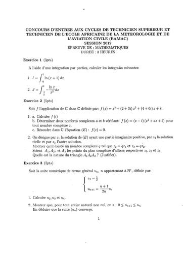 EAMAC concours 2012 MATHS TTS By inyass