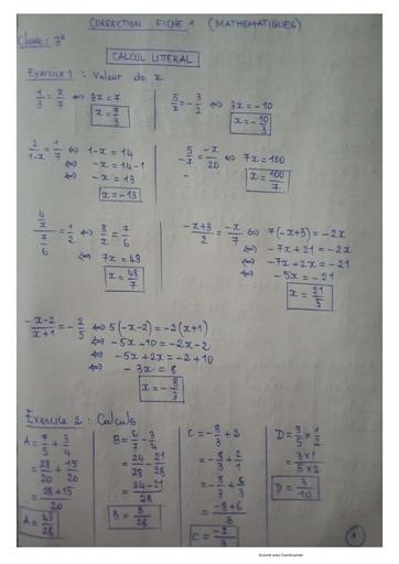 correction fiche 1 maths (calcul littéral) 3e by Tehua.pdf