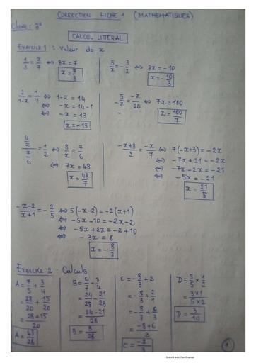 correction fiche 1 maths (calcul littéral) 3e by Tehua.pdf
