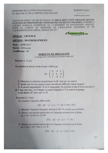 Sujets capes MATHS ENS COLLEGE MATHS SUP by Tehua