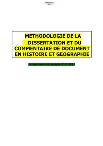ENS HG METHODOLOGIE DE LA DISSERTATION ET DU COMMENTAIRE 2022 by TEHUA
