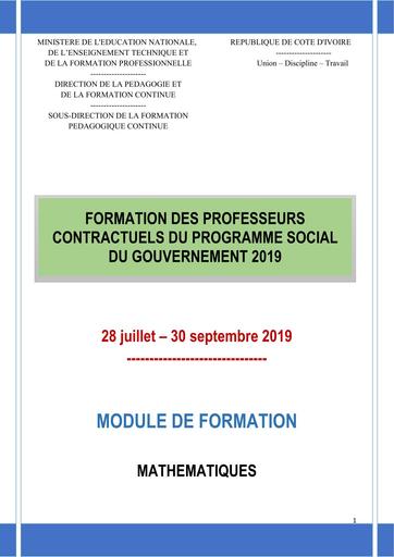 Modules formation Contractuels 2019 Mathematiques