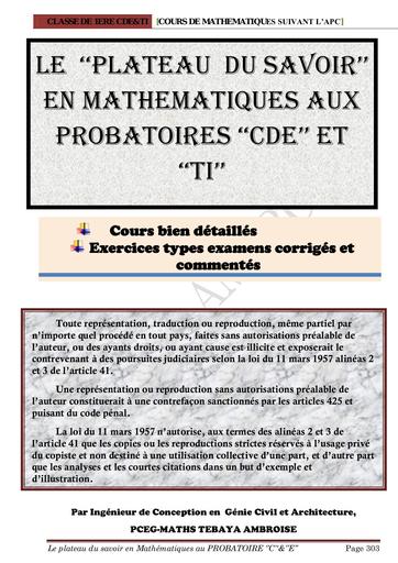 Doc le plateau du savoir Maths Tle C&D by Tehua