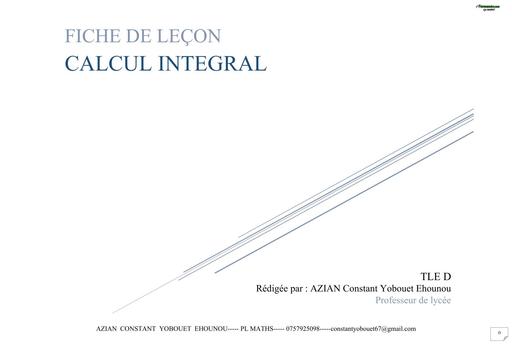 FICHE DE COURS 8 CALCUL INTEGRAL Tle D BY TEHUA