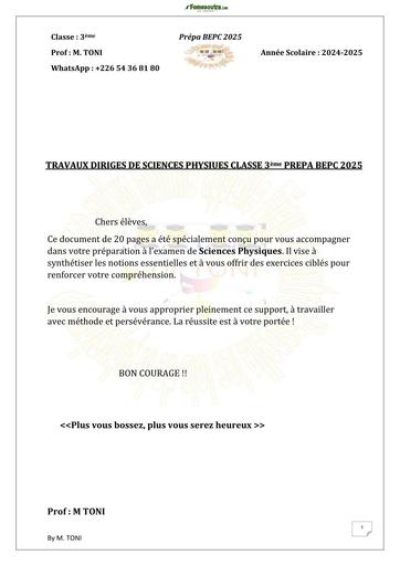 PREPA BEPC 2025 PC burkina by TEHUA