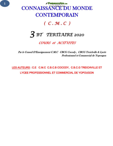 Cours de Connaissance du Monde Contemporain (CMC) 3ème année BT TERTIAIRE 2019-2020