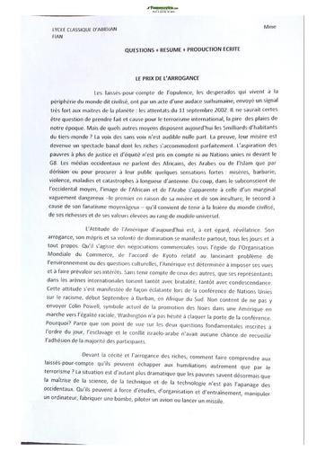 Sujet de Français Niveau Terminale Lycée Classique Abidjan 2023