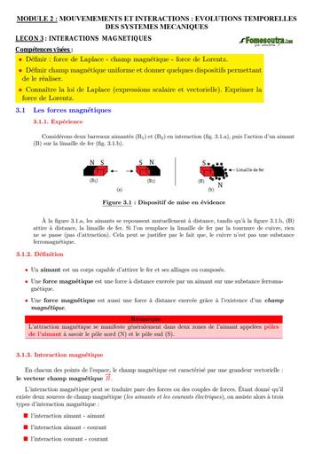 Cours Physique Tle C,D (Module 2 lecon 3 + TD)